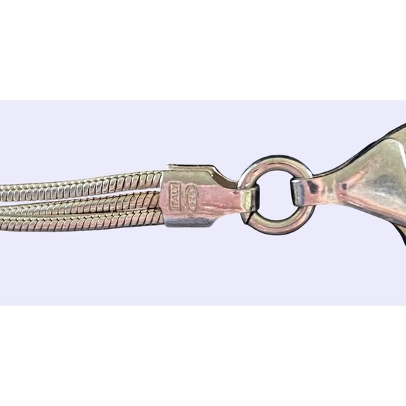 Sterling Silver Multi-Strand Necklace With Bead Pendant & Lobster Clasp - Picture 3 of 5